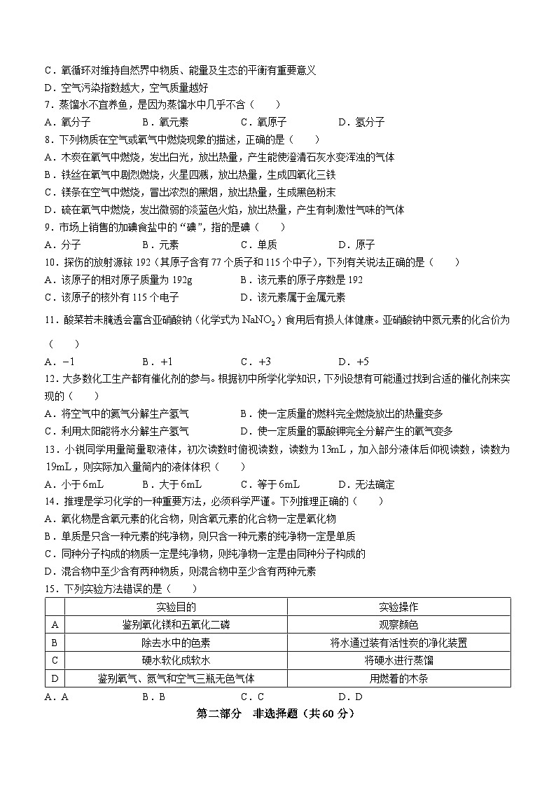 辽宁省抚顺市清原满族自治县2022-2023学年九年级上学期11月月考化学试题第2页