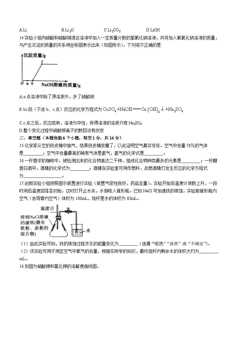 河南省驻马店市确山县2022-2023学年九年级下学期3月月考化学试题第3页