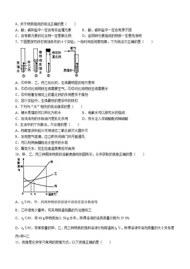 2023年山东省滨州市阳信县中考一模化学试题02