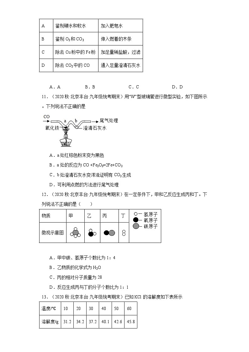 北京市丰台区三年（2020-2022）九年级上学期期末化学试题汇编-选择题②第3页