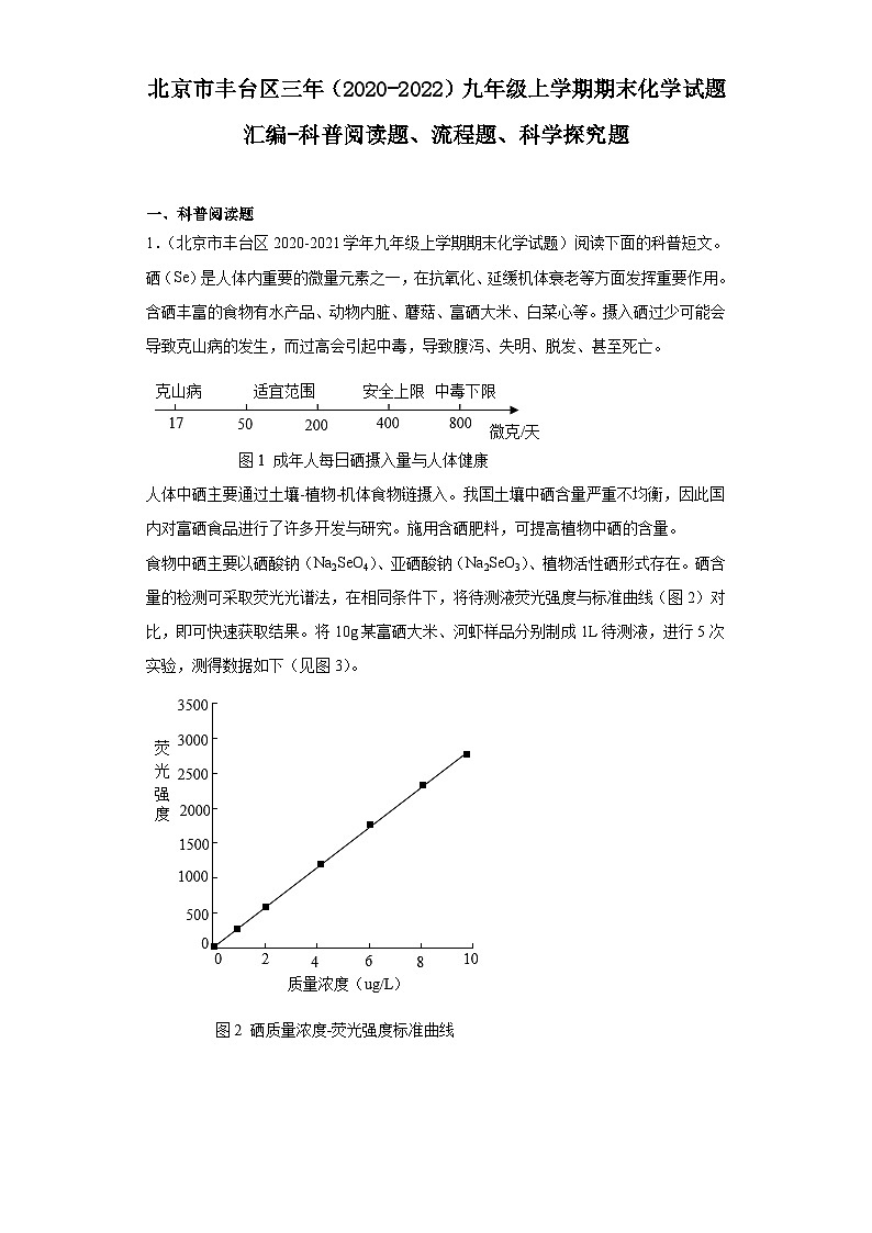 北京市丰台区三年（2020-2022）九年级上学期期末化学试题汇编-科普阅读题、流程题、科学探究题第1页