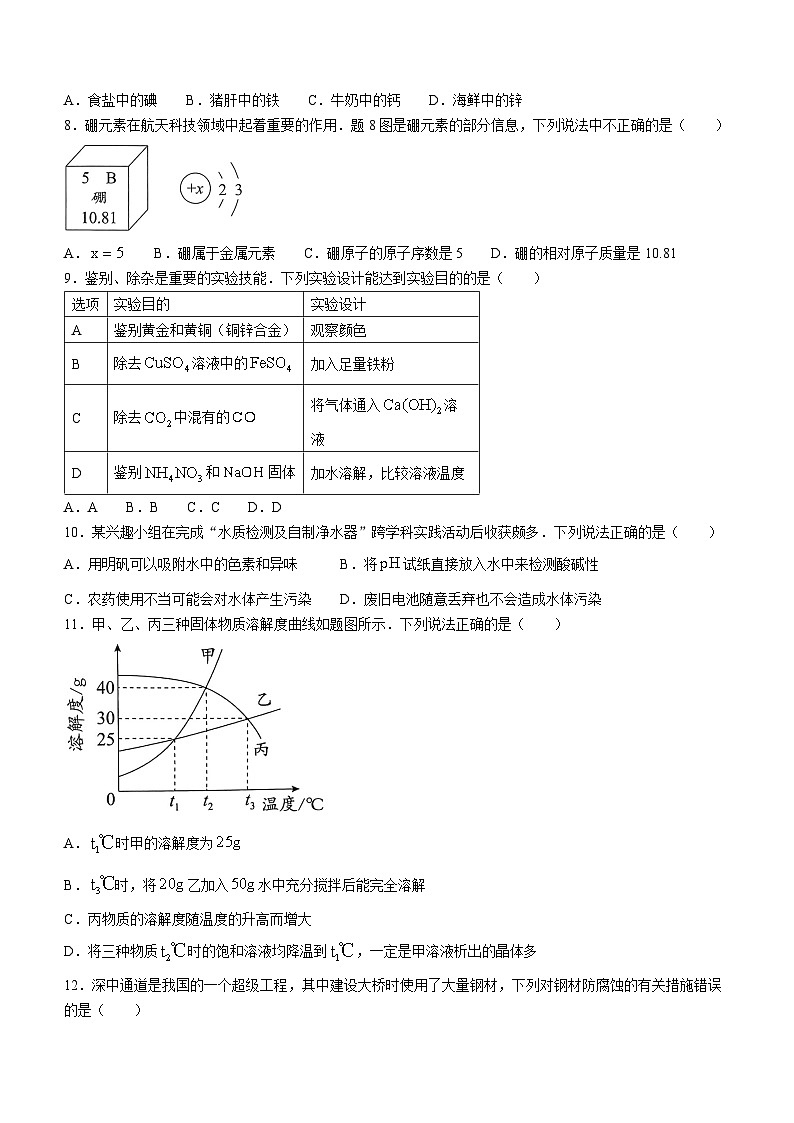 2023年广东省中山市（万阅百校联盟）中考三模化学试题02