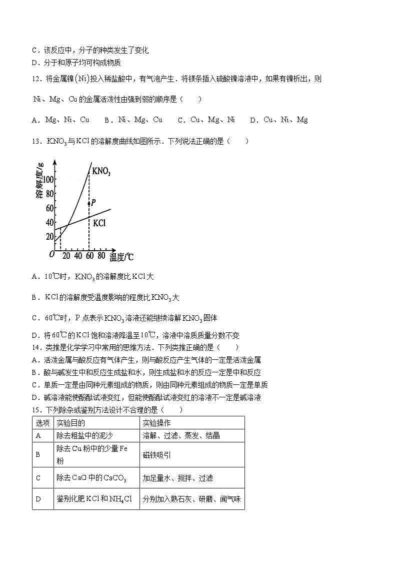 2023年山东省聊城市冠县中考二模化学试题03