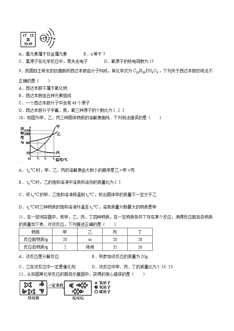 河南省濮阳市南乐县2022-2023学年九年级上学期12月月考化学试题(无答案)02