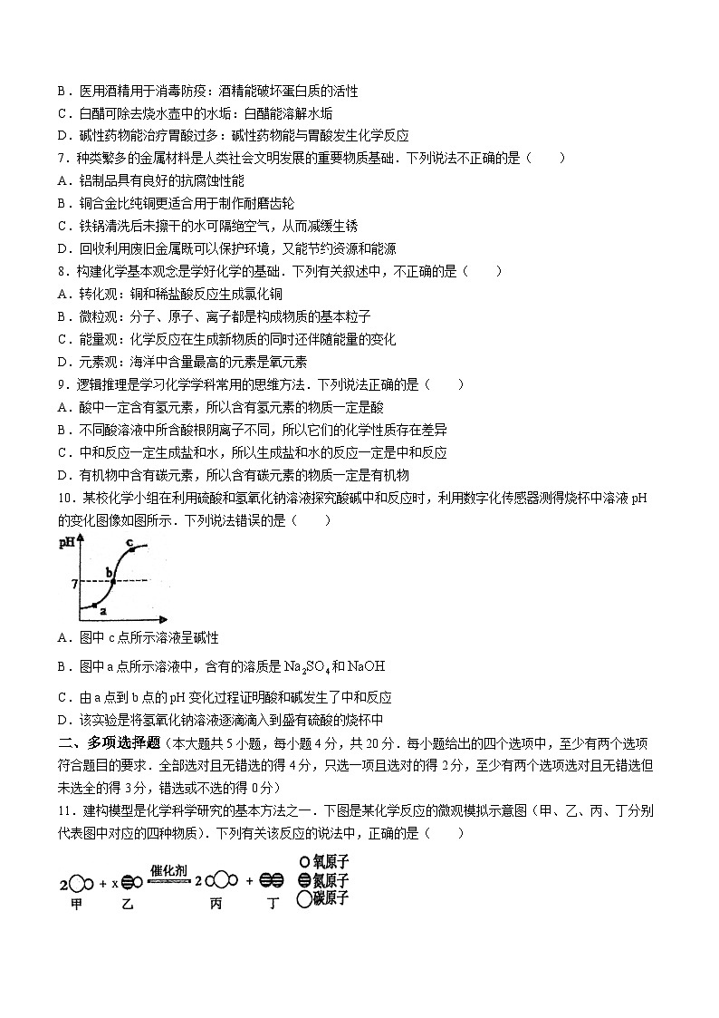 山东省济南市莱芜区2022-2023学年九年级下学期2月期末化学试题（含答案）第2页