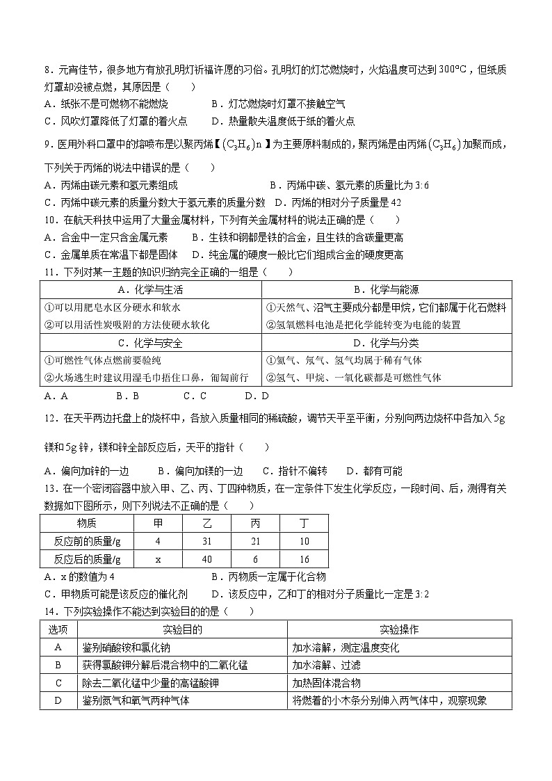 河北省唐山市路南区2022-2023学年九年级上学期期末化学试题（含答案）第2页