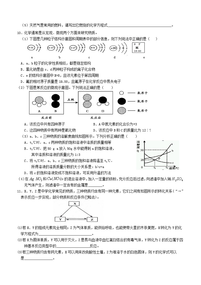 2020-2021学年四川省遂宁市射洪中学校九年级下学期第一次月考化学试卷第3页