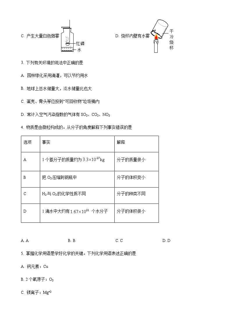 广东省深圳市公明中英文学校2022-2023学年九年级上学期期中化学试题（原卷版）第2页