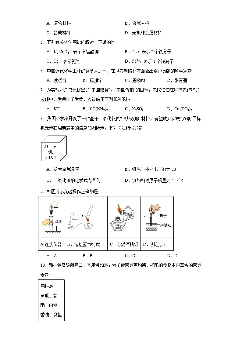 2023年广东省茂名市茂南区愉园中学第四次模拟质量监测化学试题（含解析）02