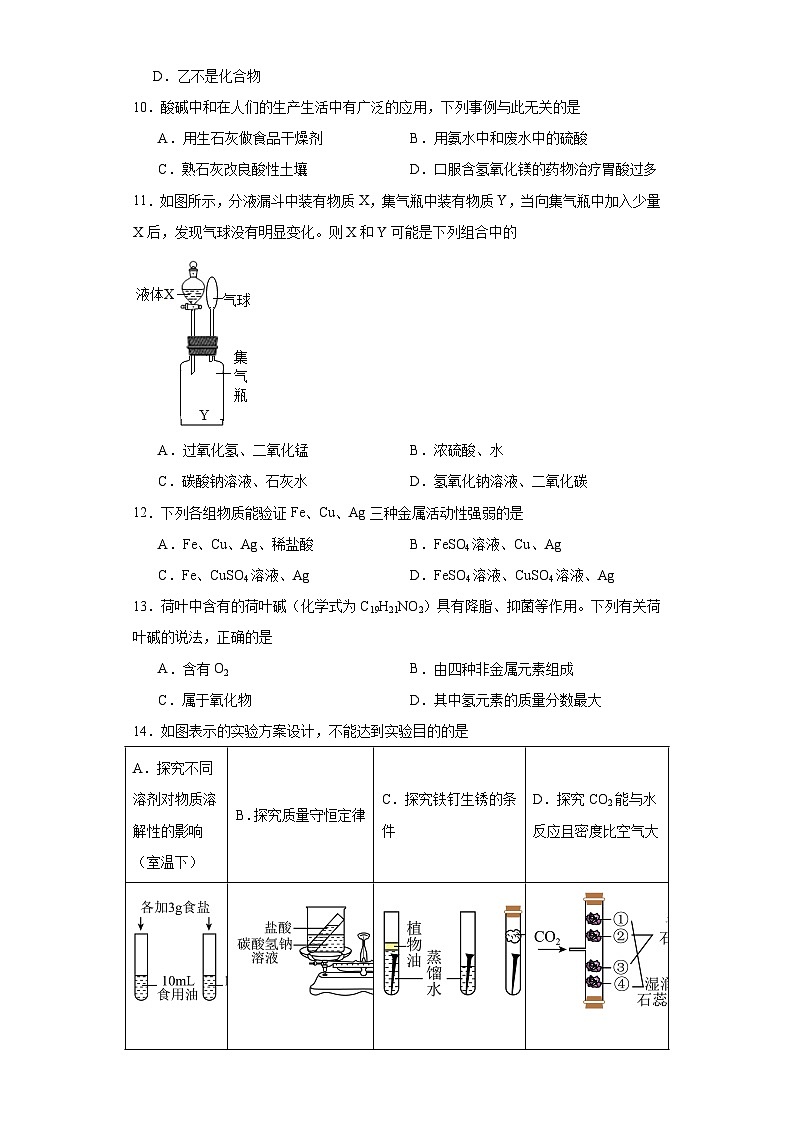 2023年湖南省娄底市部分校联考初中学业冲刺作业（五）化学试题（含解析）03