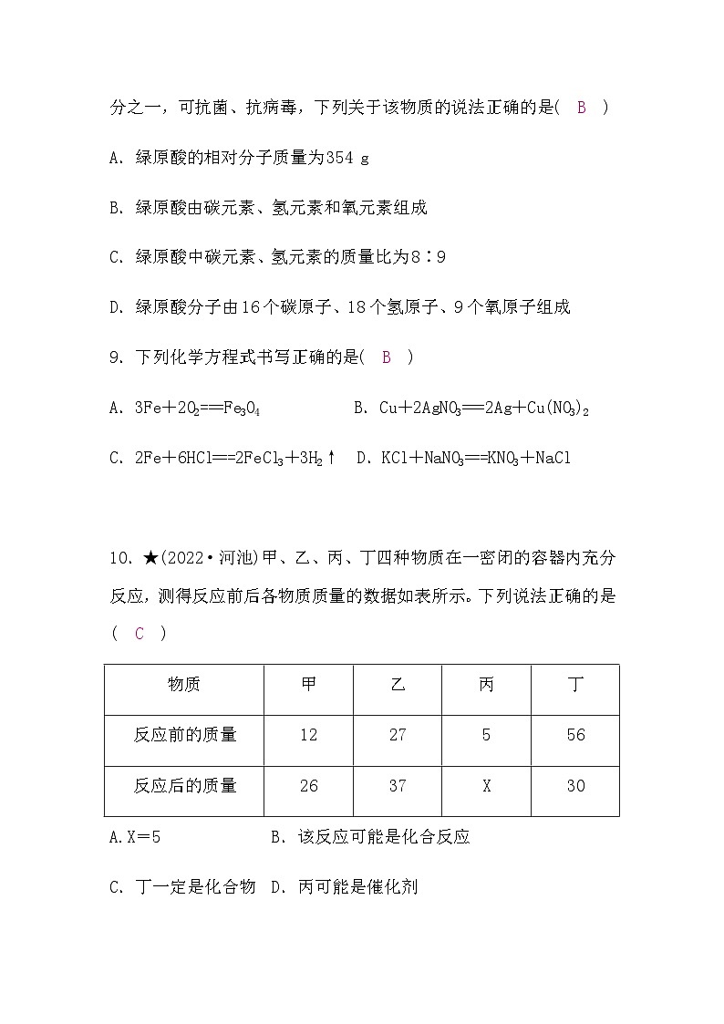 人教版中考化学复习模拟试题卷(二)含答案第3页