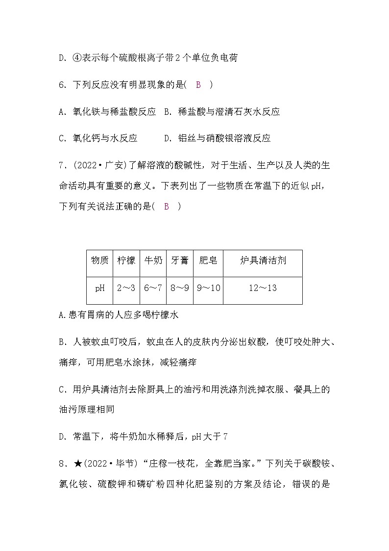 人教版中考化学复习模拟试题卷(四)含答案第3页