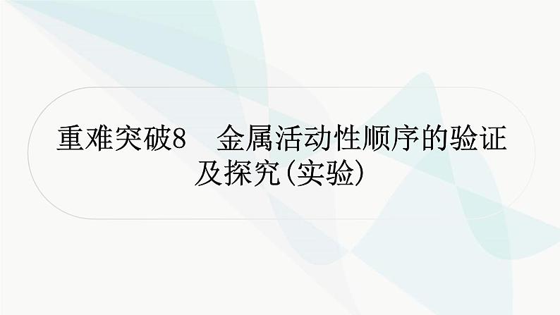 人教版中考化学复习重难突破8金属活动性顺序的验证及探究(实验)练习课件第1页