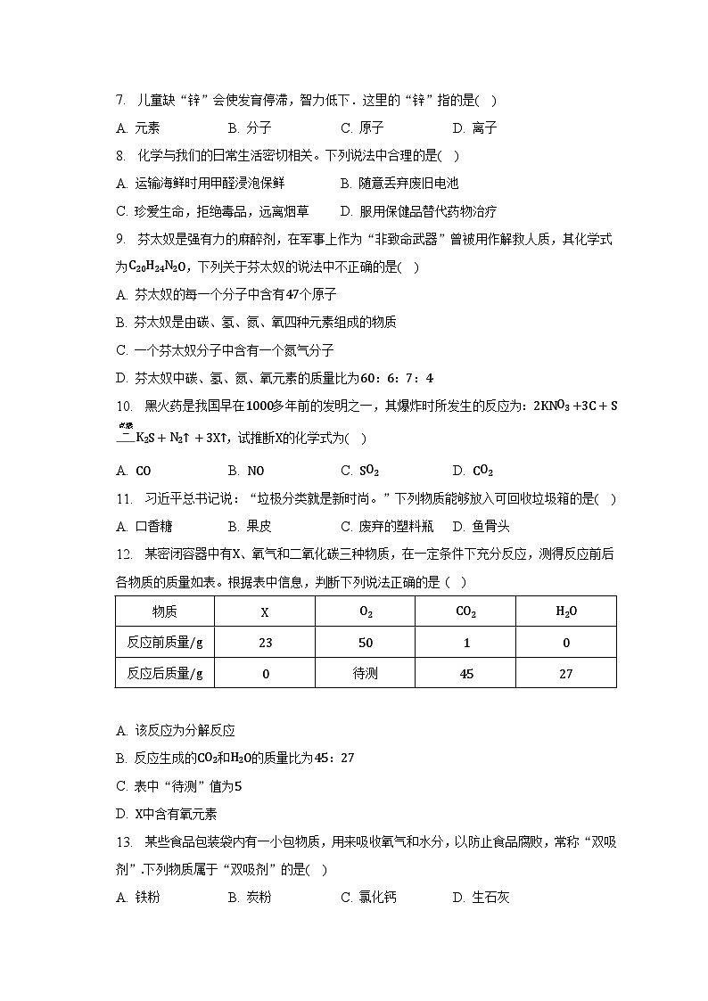 2023年湖南省衡阳重点中学中考化学模拟试卷（6月份）（含解析）第2页