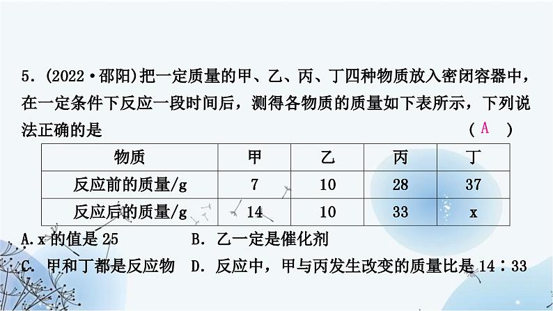 人教版中考化学复习第五单元化学方程式练习课件第8页