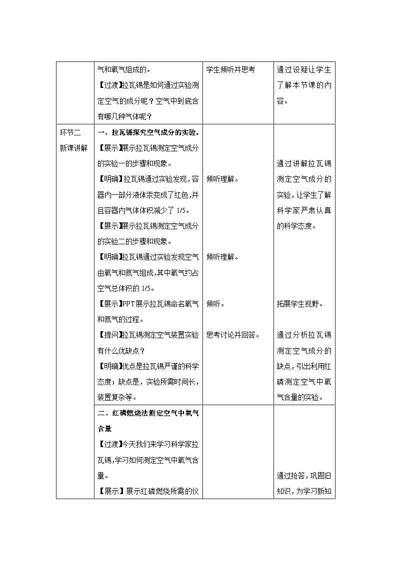 人教版九年级化学上册 课题1 空气 第1课时 教案02