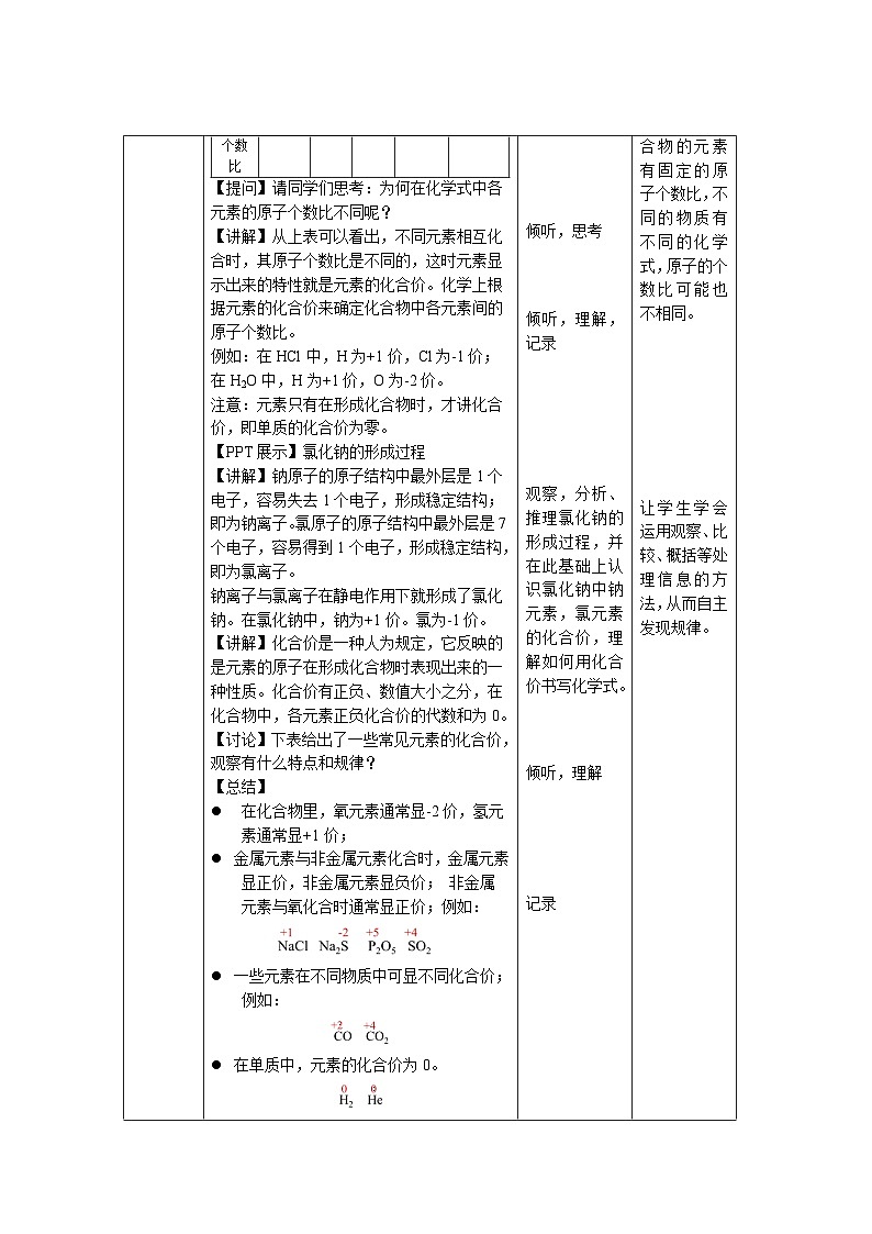 人教版九年级化学上册 课题4 化学式与化合价 第2课时 教案02
