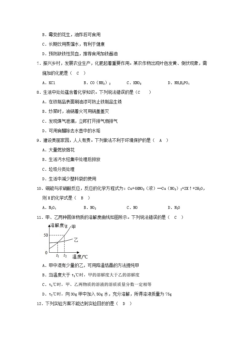 _2021年广西贵港中考化学真题及答案02