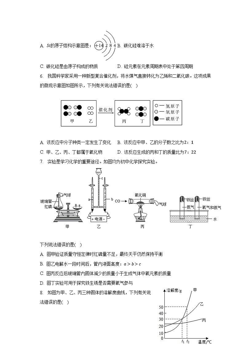 2023年湖北省黄冈市、孝感市、咸宁市中考化学适应性试卷（二）（含解析）第2页