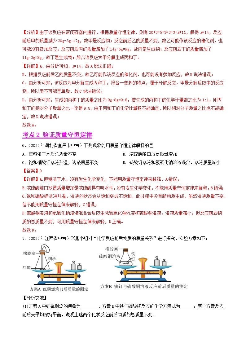 2023年中考化学真题分类汇编——专题08 质量守恒定律和化学方程式（全国通用）03