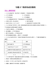 2023年中考化学真题分类汇编——专题07 物质构成的微粒（全国通用）