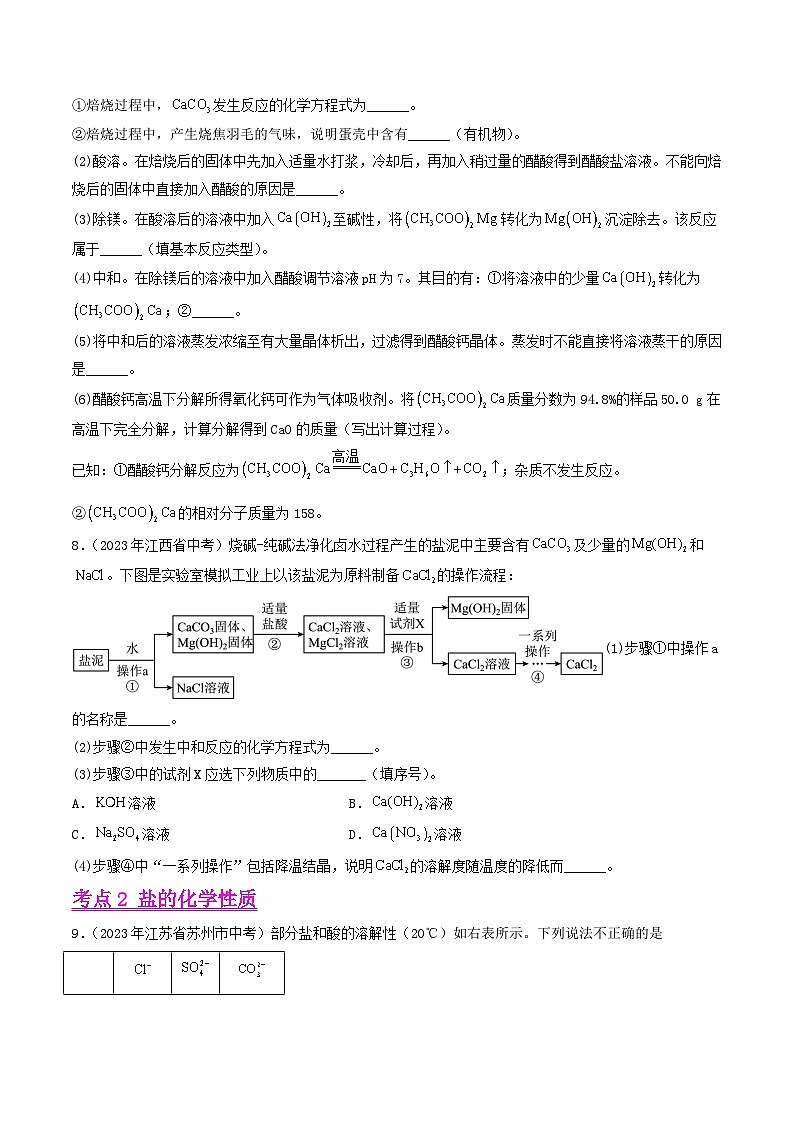 专题12 盐和化肥（全国通用）（原卷版）第2页
