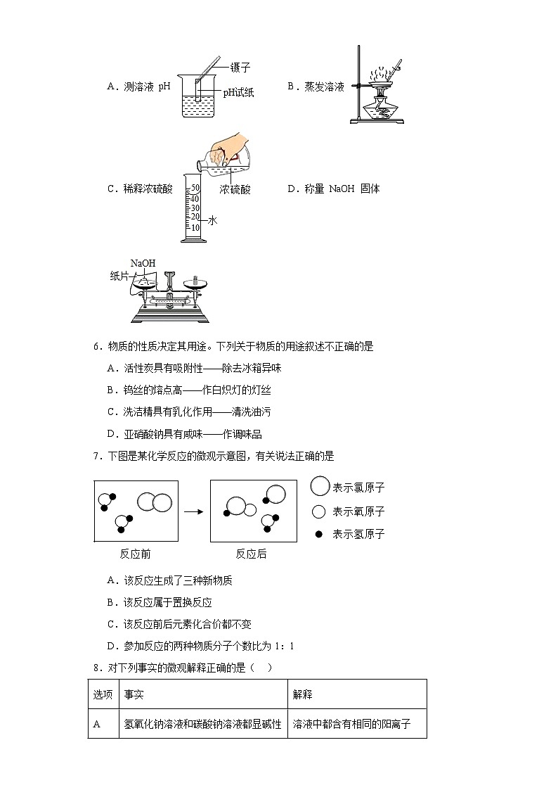 2023年安徽省阜阳市临泉县田桥中学中考冲刺模拟化学试题（含解析）02