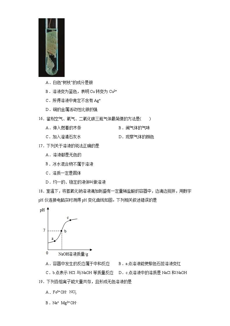 2021年广西百色市田阳区中考一模化学试题（含解析）03