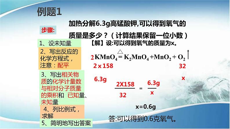 第六单元课题3利用化学方程式的简单计算课件第6页