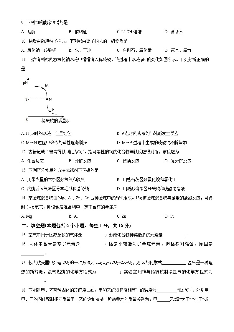 2022-2023学年河南省安阳市殷都区九年级上学期期末化学试题第2页