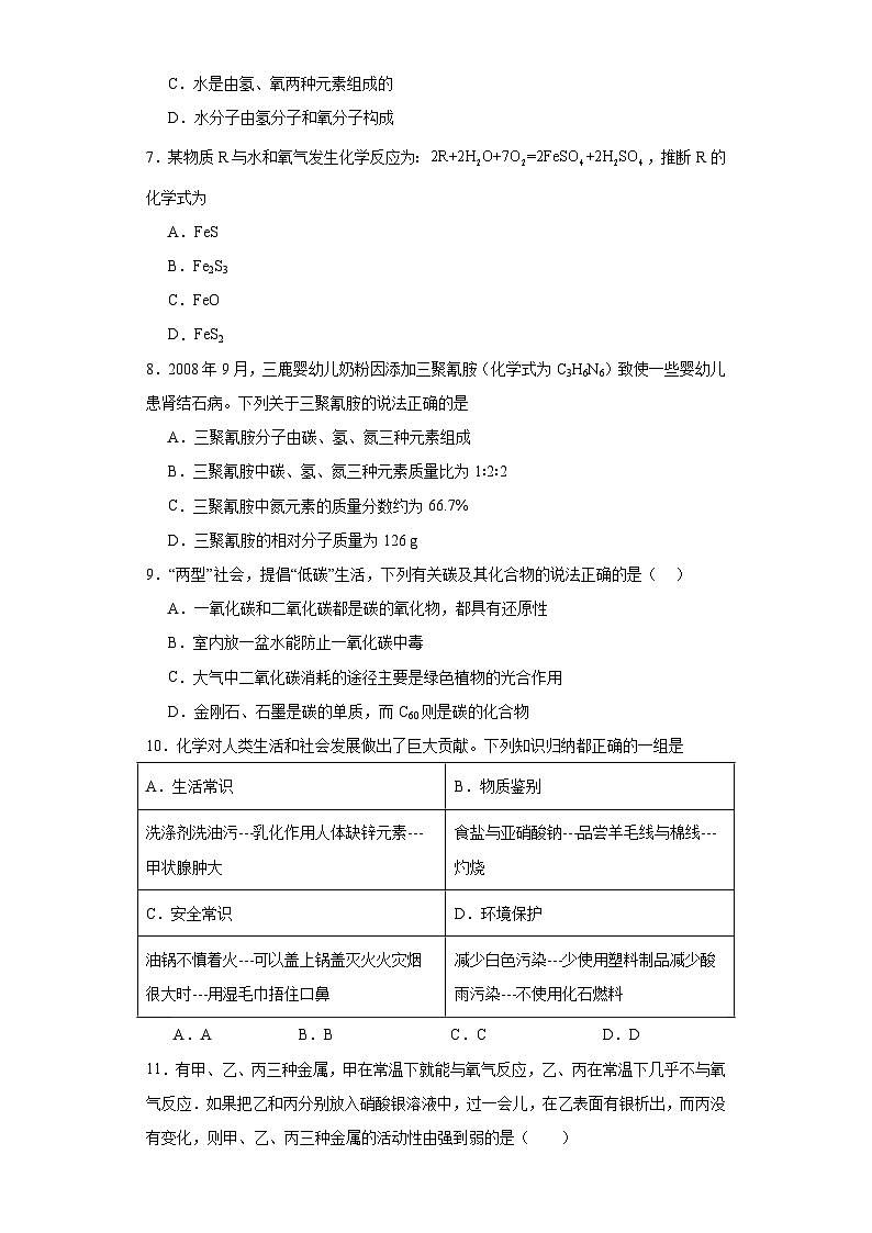2023年湖南省岳阳市初中毕业学业考试模拟化学试题（含解析）第2页