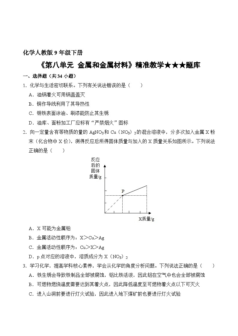 化学人教版9年级下册第8单元精准教学★★★题库02
