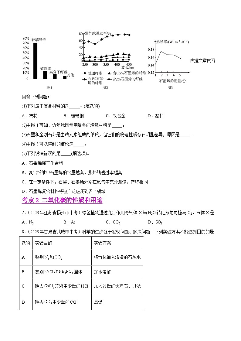 2023年中考化学真题分类汇编-专题04 碳和碳的氧化物03