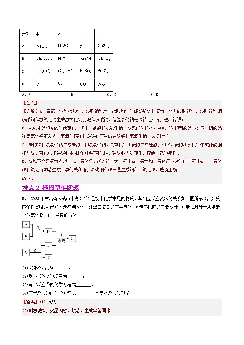 2023年中考化学真题分类汇编-专题17 推断题03
