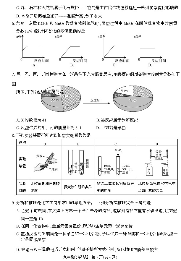 陕西省榆林市榆阳区2020-2021学年九年级上学期期末考试化学试卷02