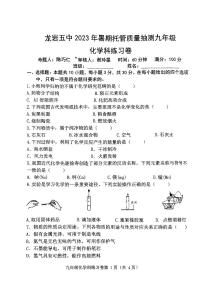 福建省龙岩市第五中学2023-2024学年九年级上学期第一次阶段检测化学试卷