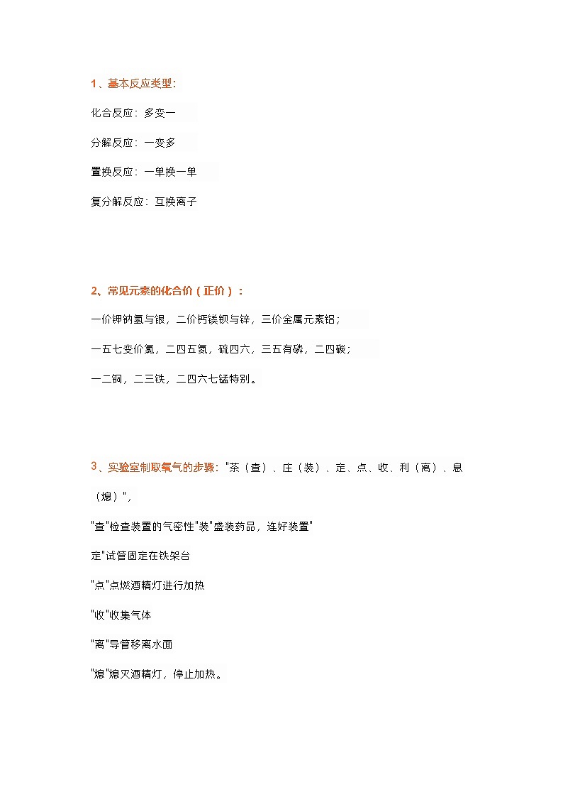 初中化学25个精华知识点第1页