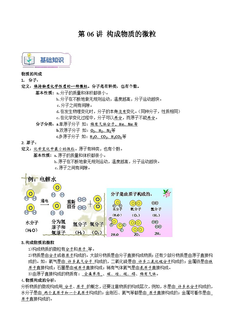 第06讲 构成物质的微粒（解析版）第1页