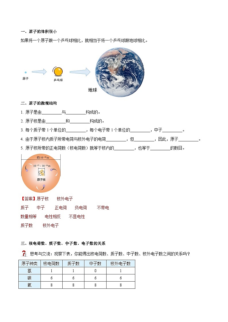 【同步讲义】人教版化学九年级上册--3.02原子的结构（上）（word讲义）02