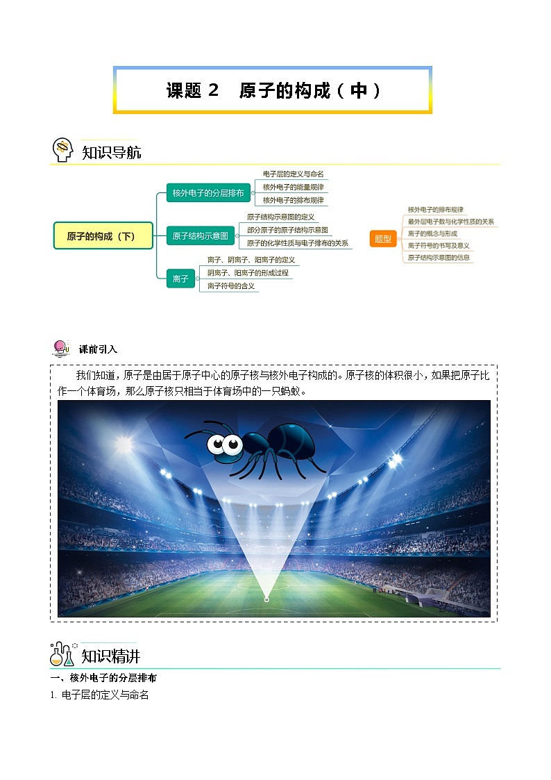 【同步讲义】人教版化学九年级上册--3.02原子的结构（中）（word讲义）01