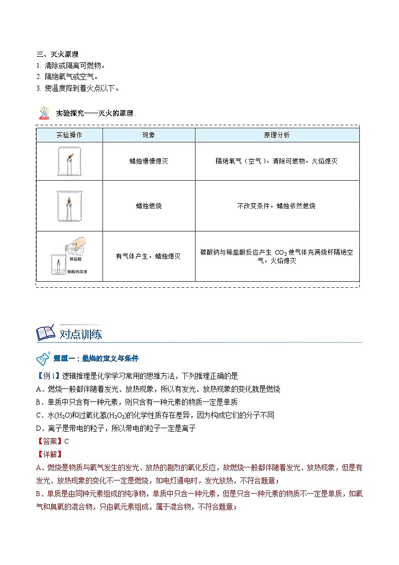 【同步讲义】人教版化学九年级上册--7.01.1 燃烧和灭火（word讲义）02
