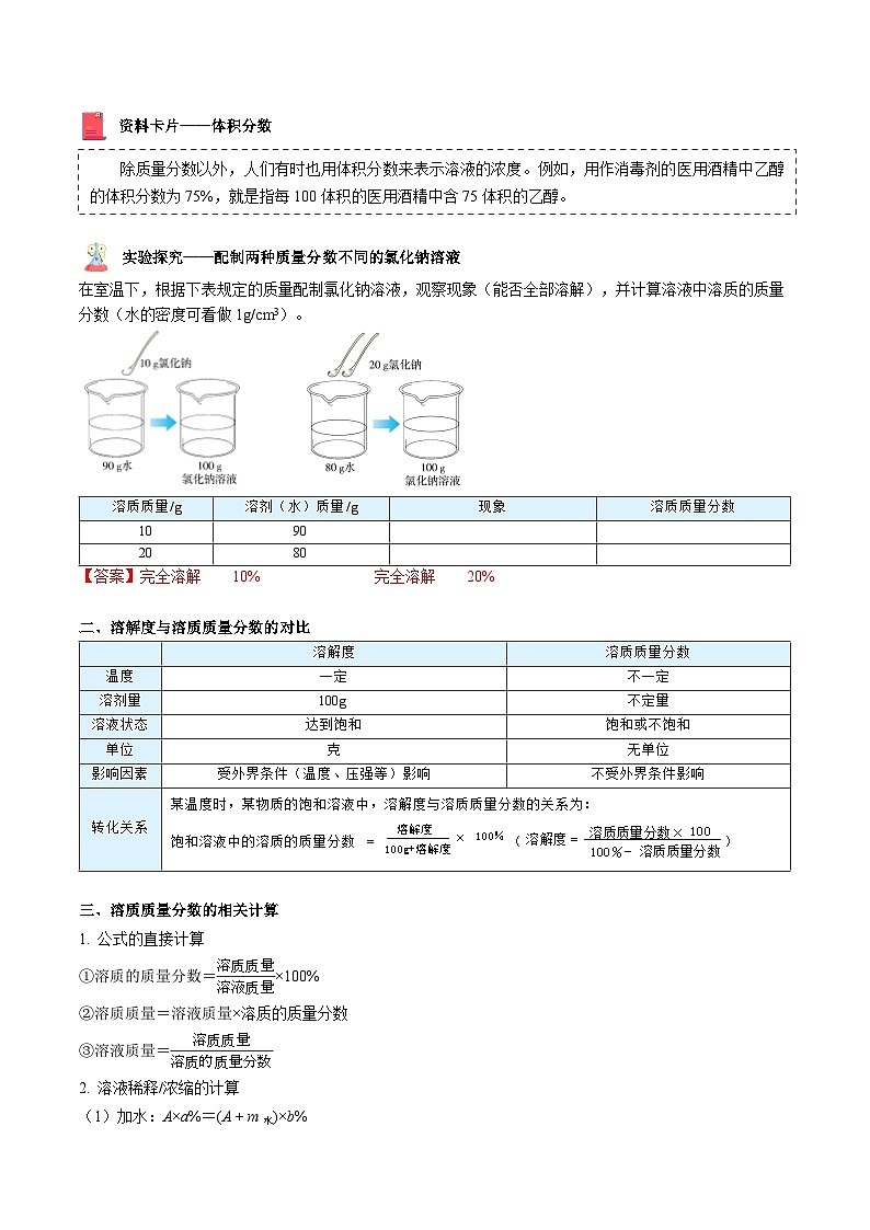 【同步讲义】人教版化学九年级下册--903 溶液的浓度（讲义）02