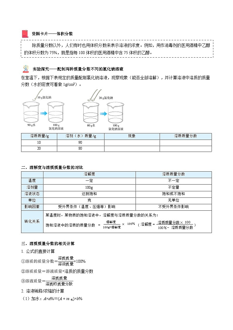【同步讲义】人教版化学九年级下册--903 溶液的浓度（讲义）02