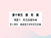 2023九年级化学下册第十单元酸和碱课题1常见的酸和碱第一课时酸碱指示剂和常见的酸作业课件新版新人教版