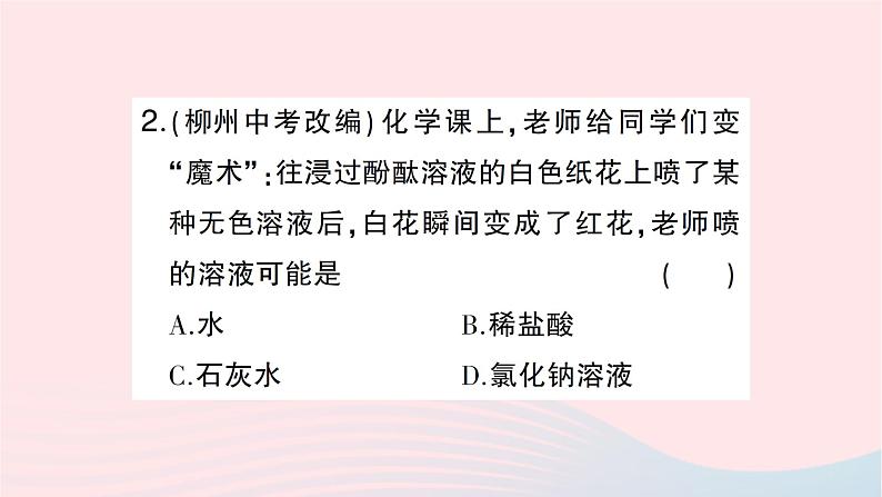 2023九年级化学下册第十单元酸和碱课题1常见的酸和碱第一课时酸碱指示剂和常见的酸作业课件新版新人教版第3页