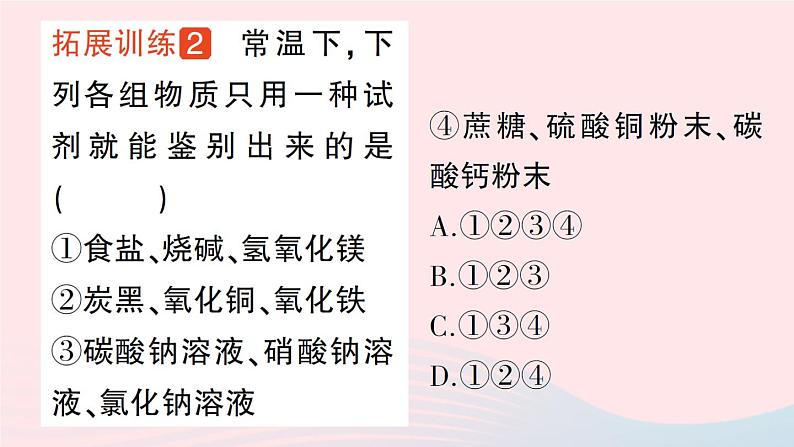 2023九年级化学下册第十一单元盐化肥专题三物质的共存鉴别与除杂作业课件新版新人教版08