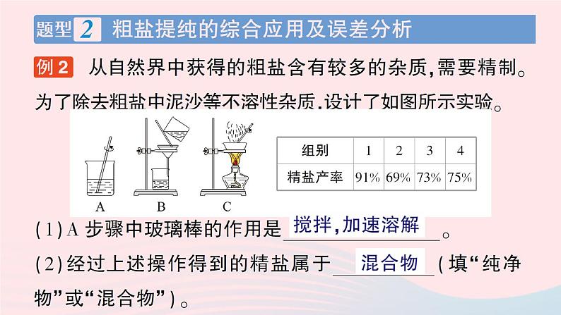 2023九年级化学下册第十一单元盐化肥实验活动8粗盐中难溶性杂质的去除作业课件新版新人教版第5页