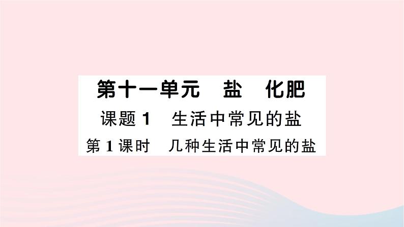 2023九年级化学下册第十一单元盐化肥课题1生活中常见的盐第1课时几种生活中常见的盐作业课件新版新人教版第1页