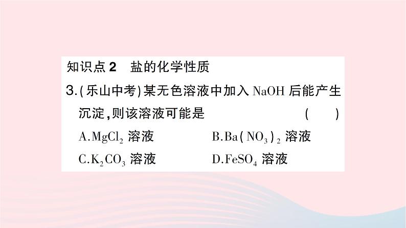 2023九年级化学下册第十一单元盐化肥课题1生活中常见的盐第3课时物质的分类盐的化学性质作业课件新版新人教版05