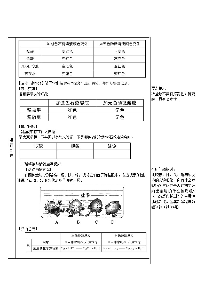 2023九年级化学下册第十单元酸和碱课题1常见的酸和碱第二课时酸的化学性质导学案新版新人教版第2页
